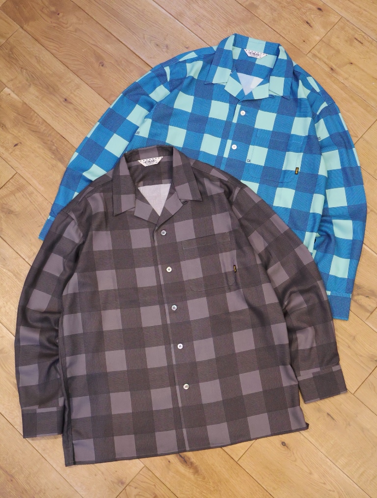 CALEE 　　「RAYON CHECK OPEN COLLAR L/S SH」    オープンカラーチェックシャツ