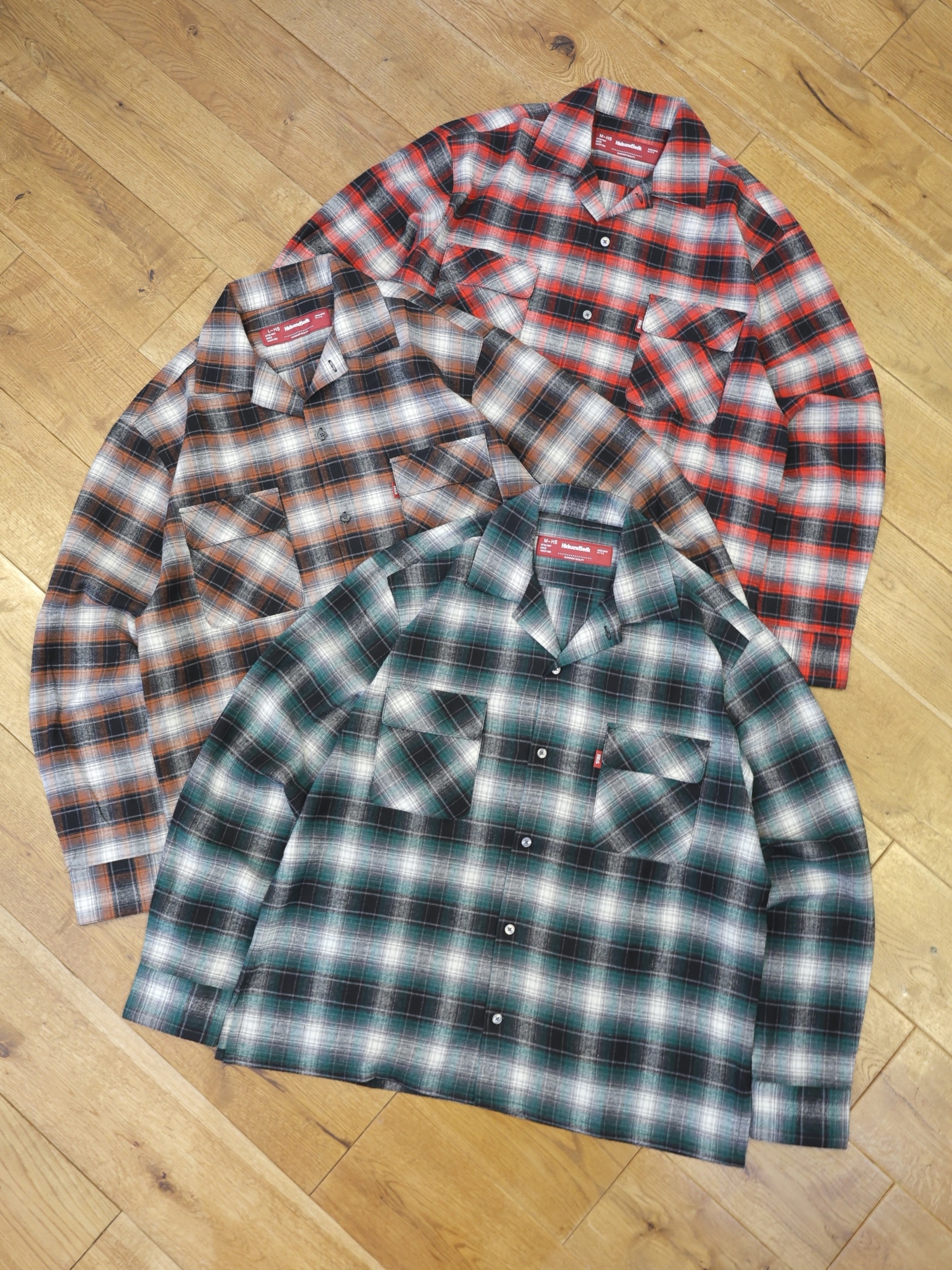 Hide and Seek　「Check L/S Shirt（26aw）」　オープンカラー オンブレーチェックシャツ