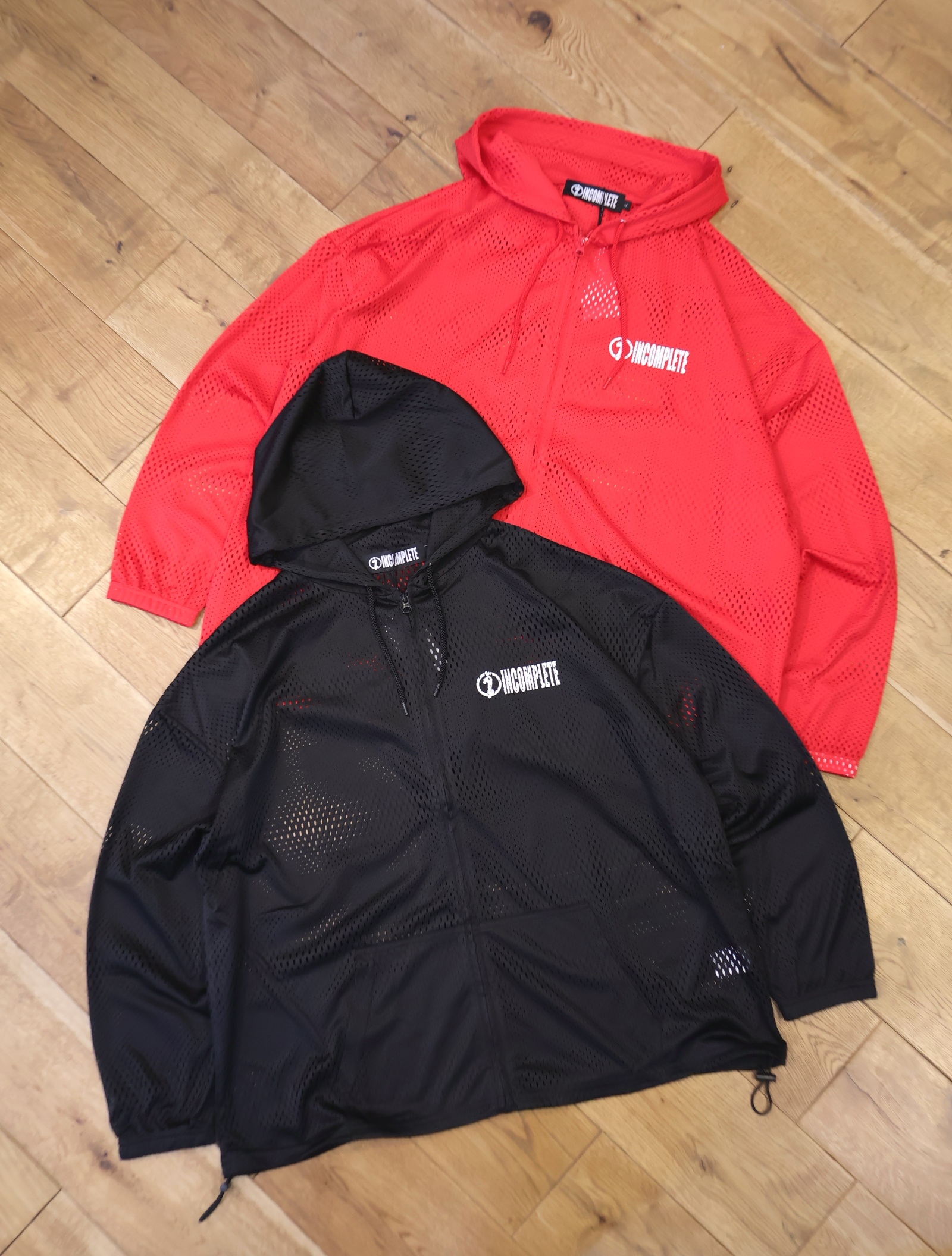 INCOMPLETE TOKYO 　「Mesh zip hoodie」　メッシュ ジップアップフーディー