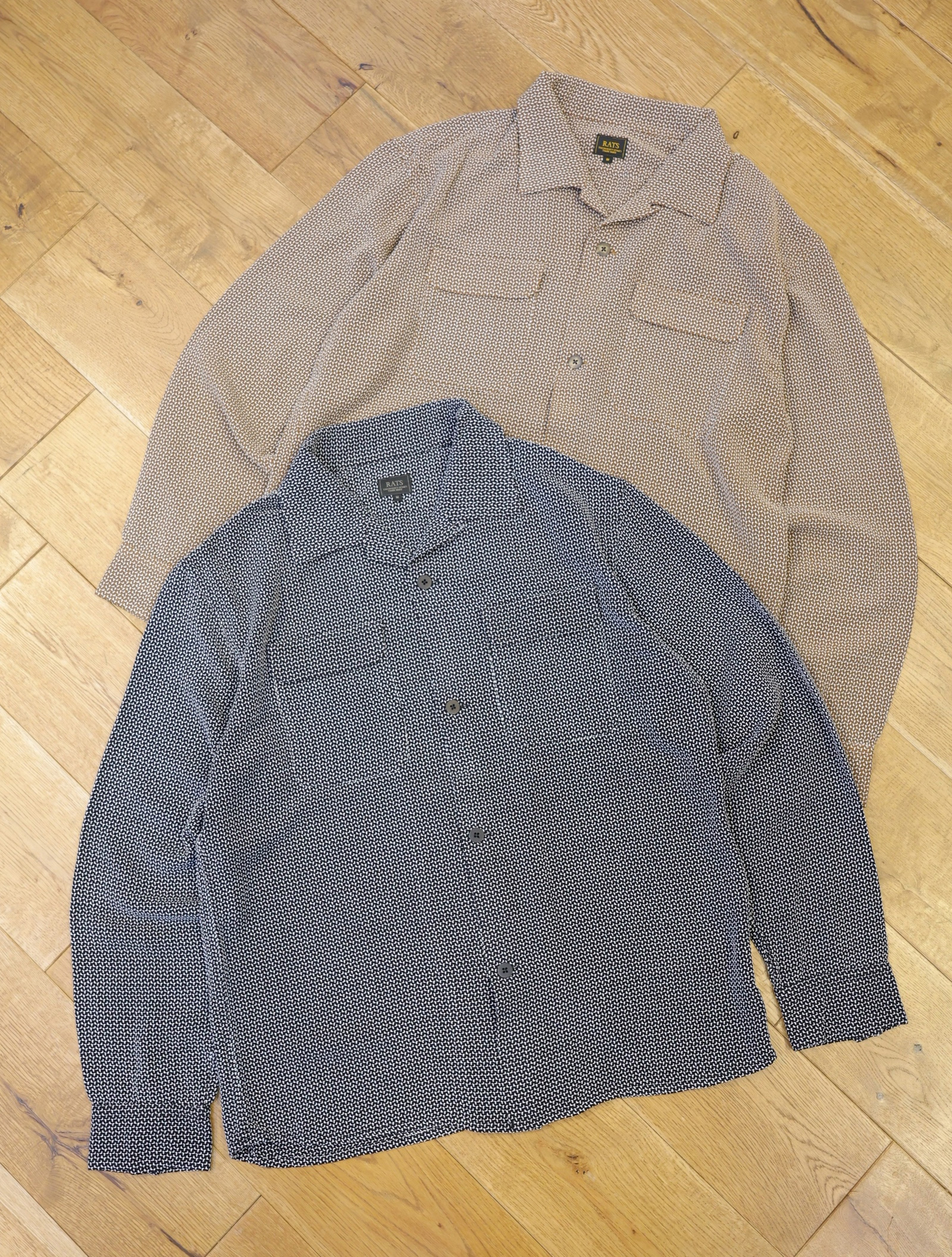 RATS　「SASHIKO DOBBY SHIRT」　レーヨン オープンカラーシャツ
