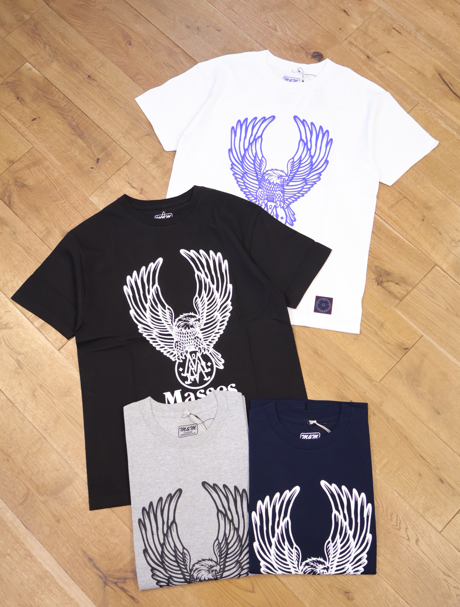 M&M CUSTOM PERFORMANCE × MASSES　 「T-SHIRT FLYING EAGLE M」   プリントティーシャツ