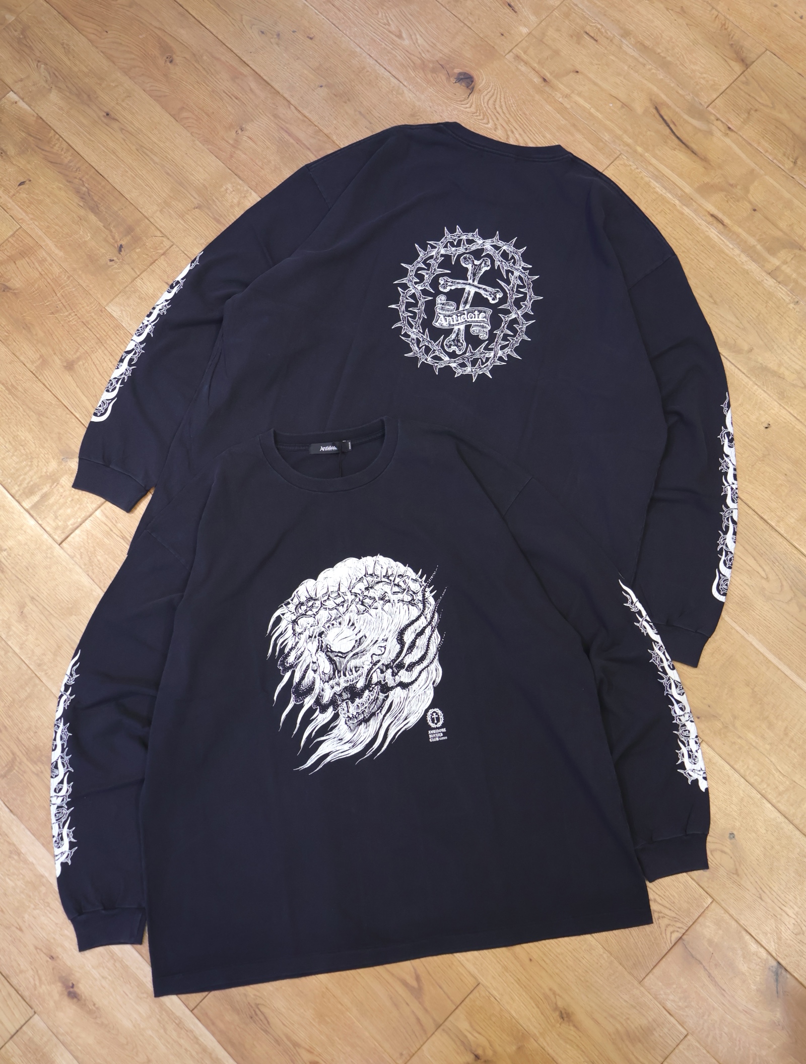 ANTIDOTE BUYERS CLUB　　「Fade Wash L/S Tee (Skull Jesus)」　　フェードウォッシュ ワイドシルエットロングスリーブティーシャツ