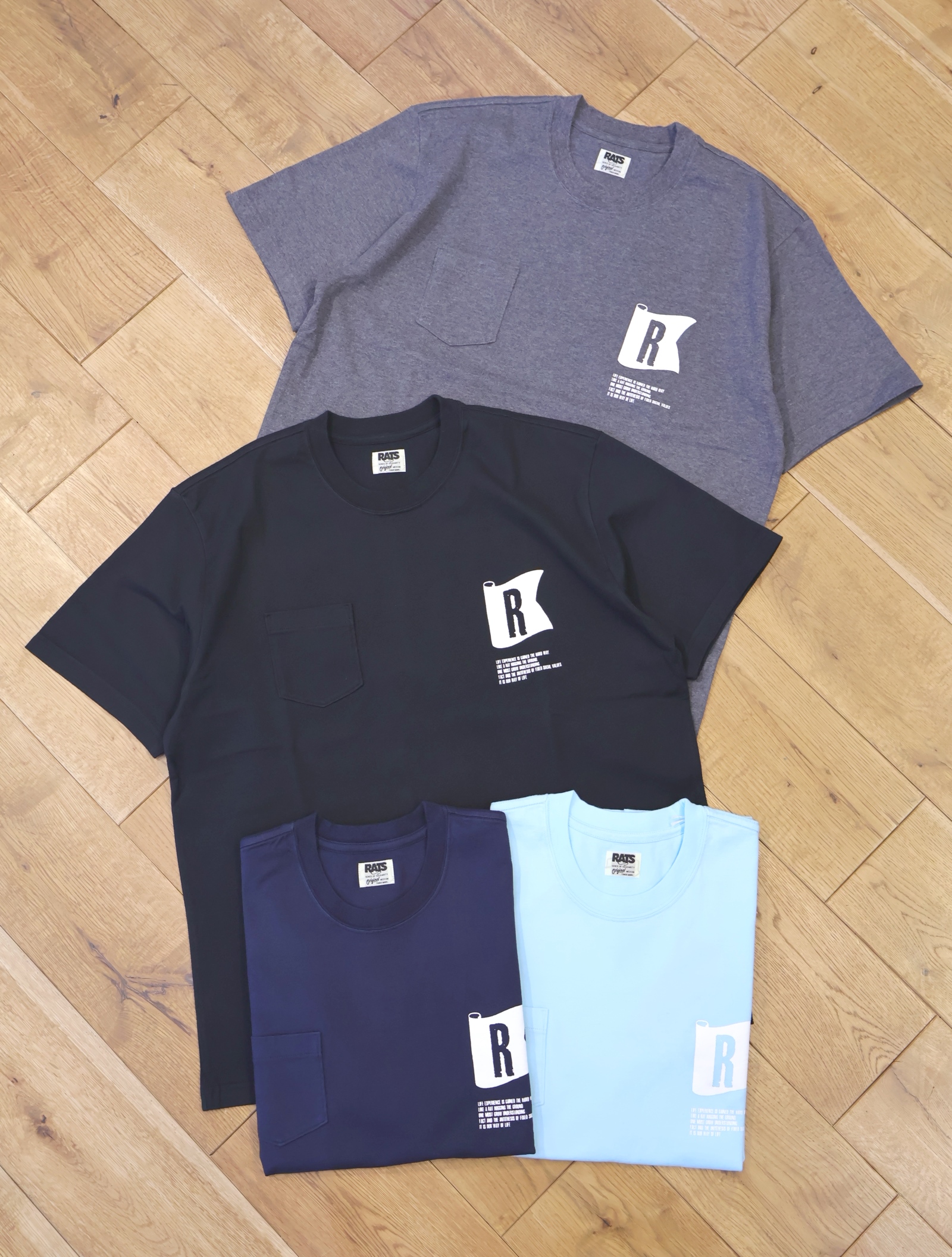 RATS　　「FLAG POCKET TEE」　　プリントポケットティーシャツ