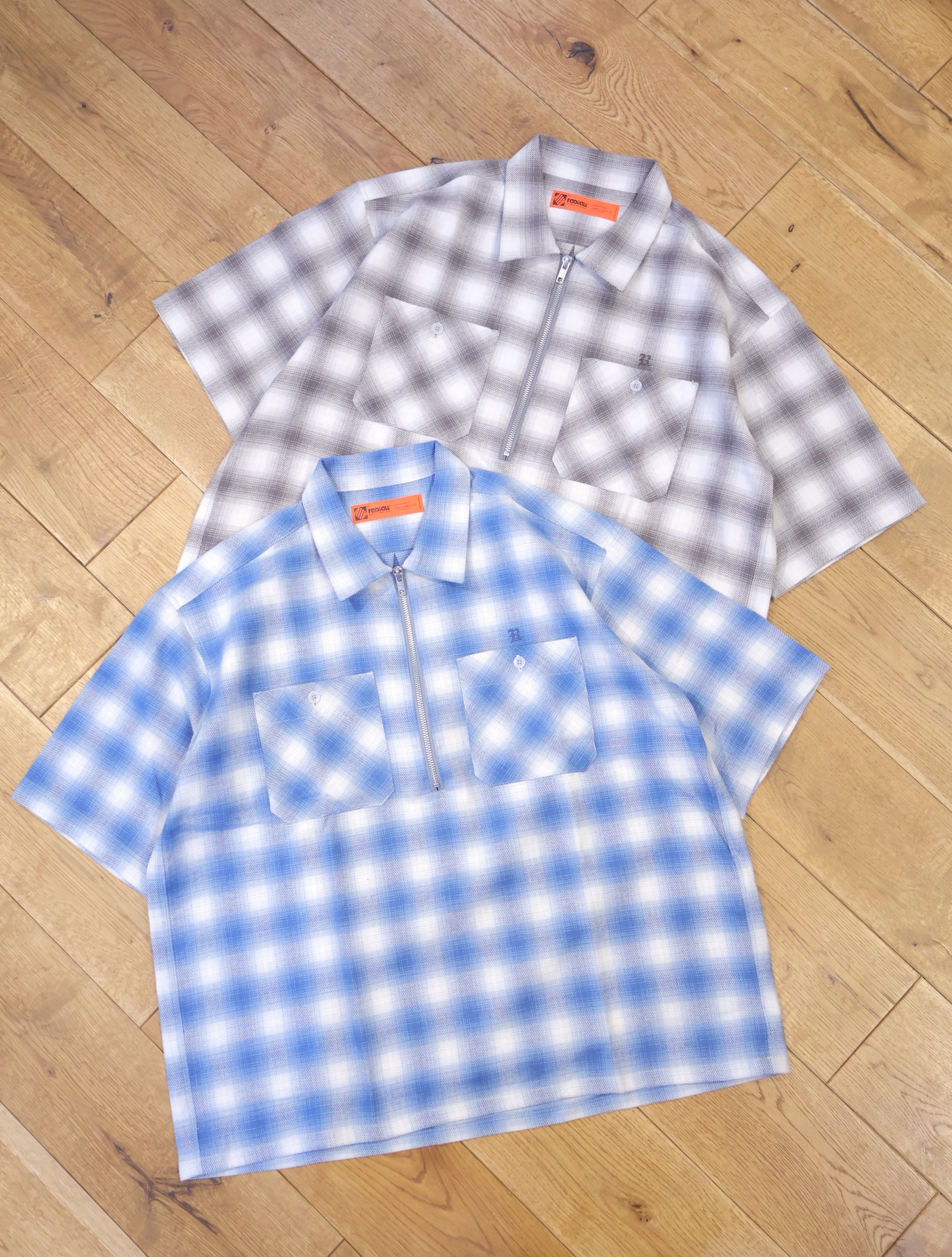 RADIALL　　「EL CAMINO - HALF ZIP SHIRT S/S」　 オンブレーチェック ハーフジップシャツ