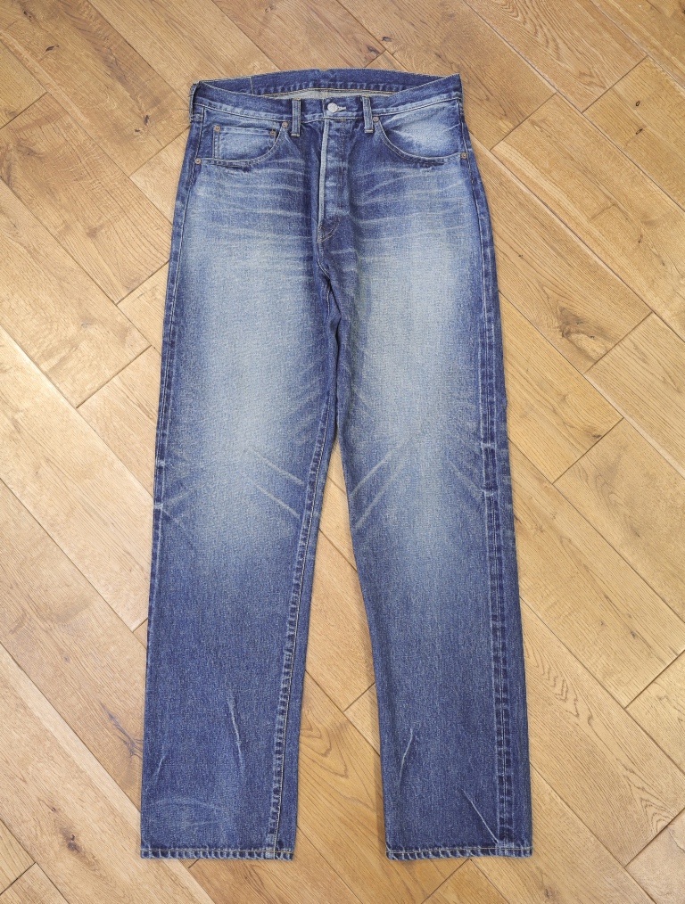 MASSES　　「DENIM 5P PANTS H.WASH」　ヴィンテージ加工 ワイドストレートデニムパンツ