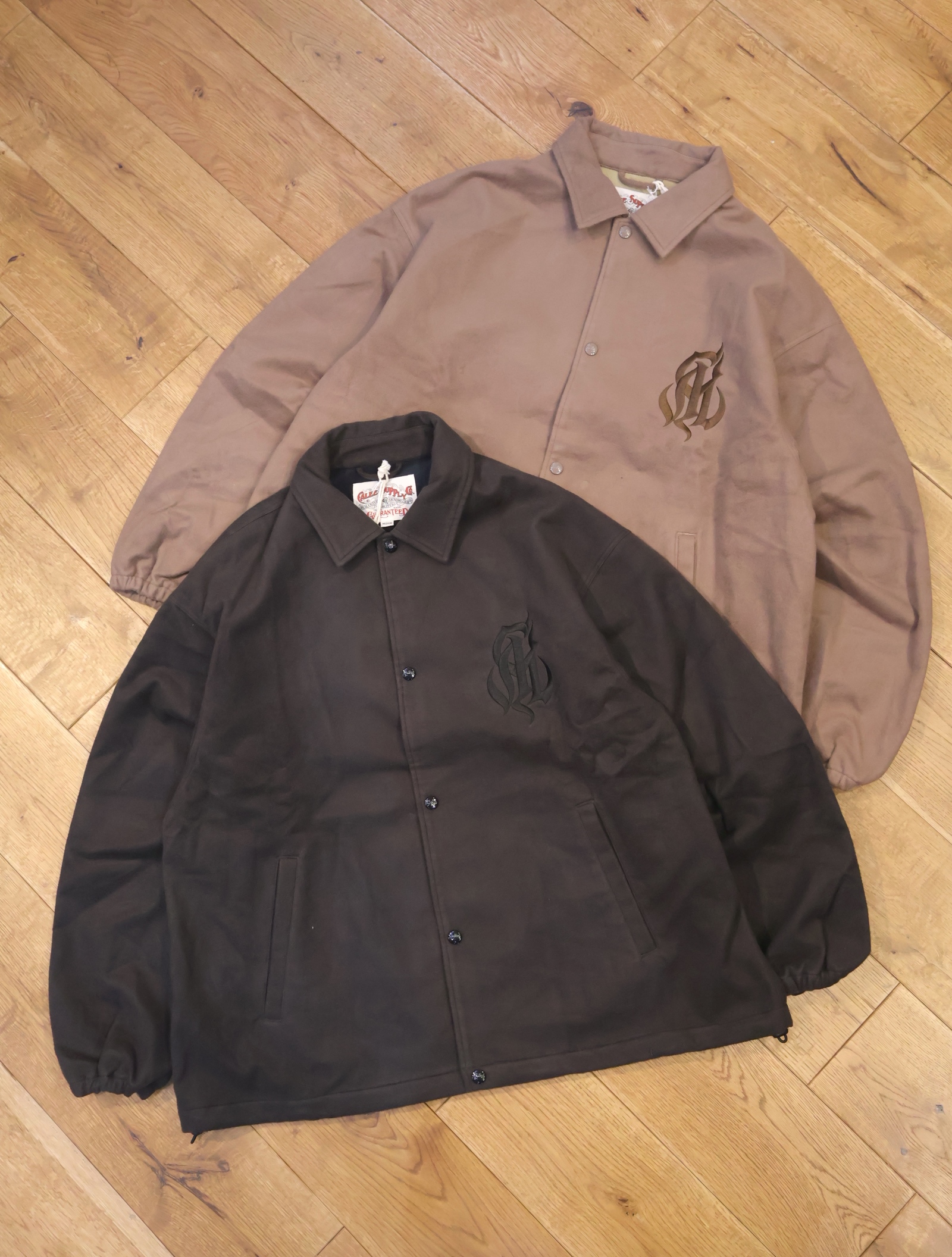 CALEE　　「C/S CAL NT LOGO OVER COACH JACKET」　　コットンスウェード コーチジャケット