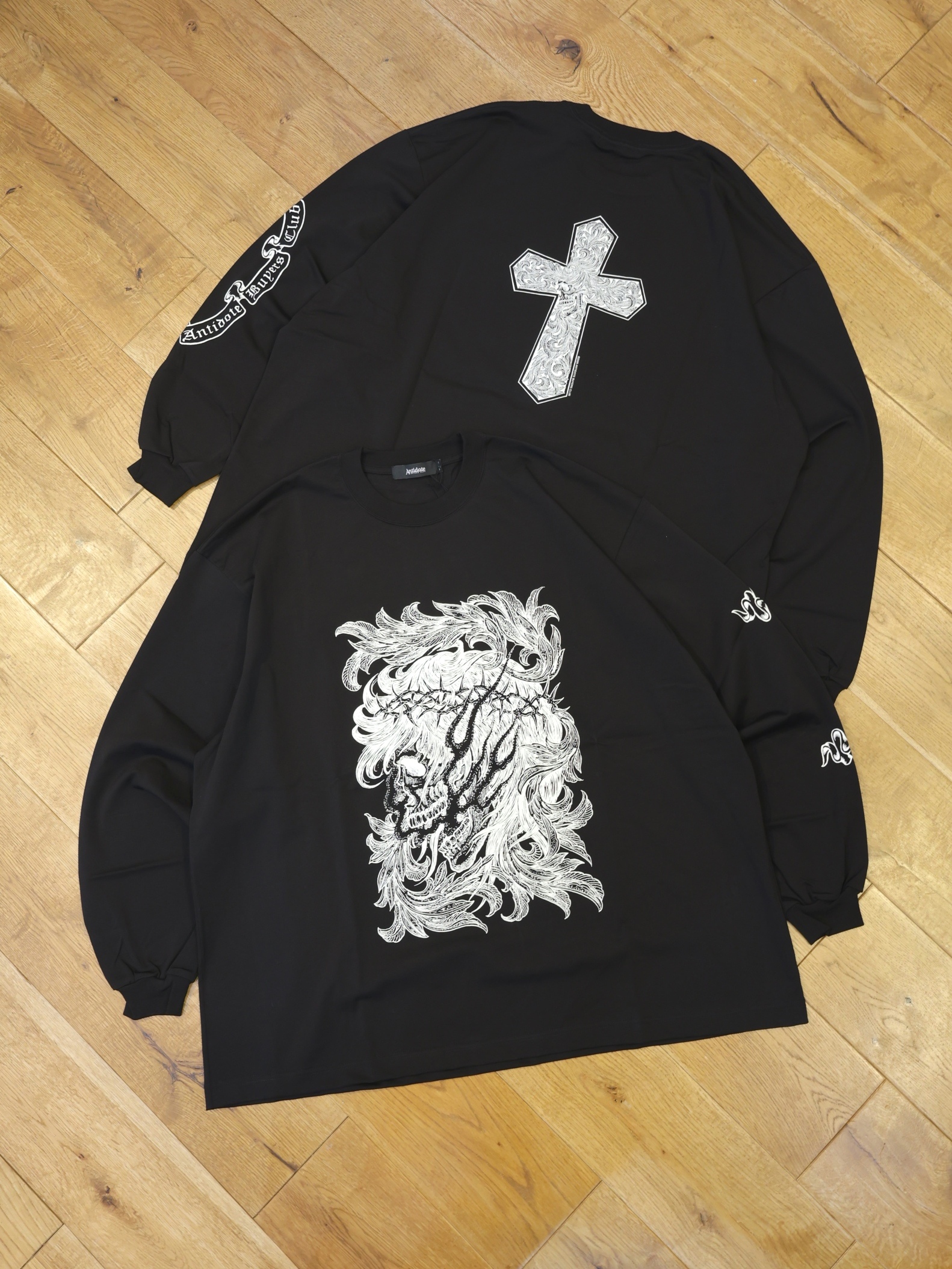 ANTIDOTE BUYERS CLUB　　「Pima Cotton L/S Tee (Leaf Skull)」　　ピマコットン プリント ロングスリーブティーシャツ