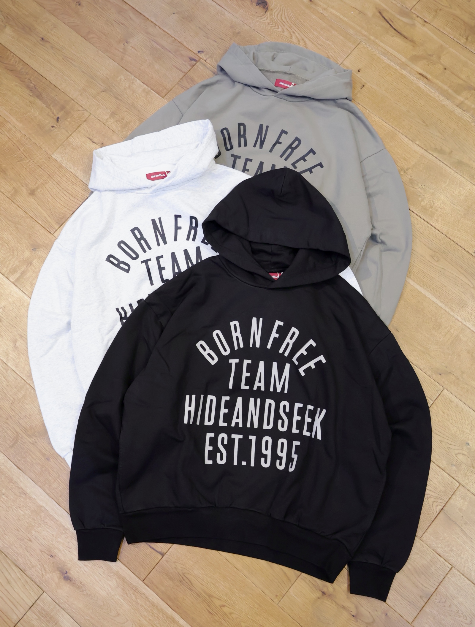 Hide and Seek　「College Hooded Sweat Shirt」　ルーズフィット プルオーバーパーカー