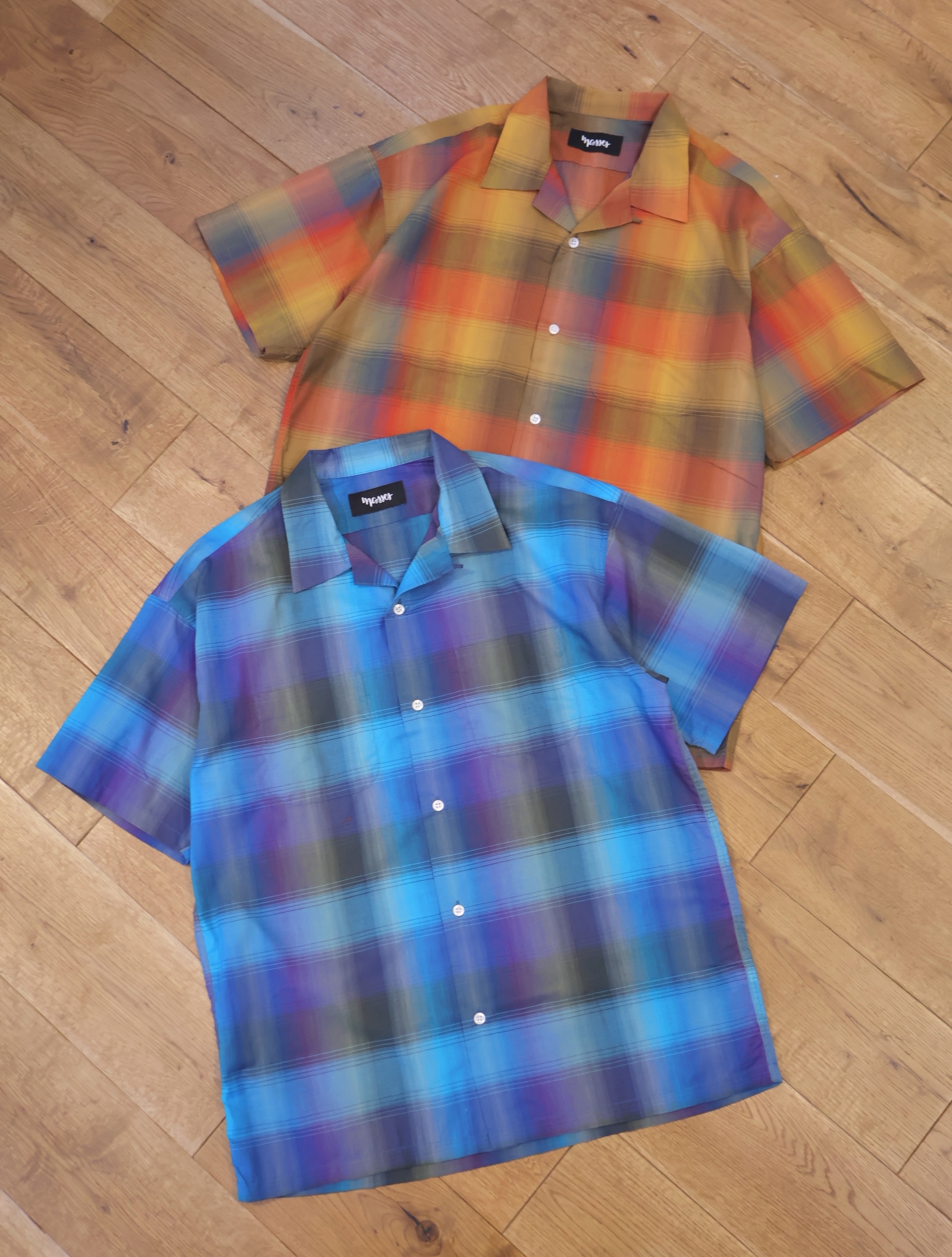 MASSES　「SHIRT S/S SHADOW」　オープンカラーチェックシャツ