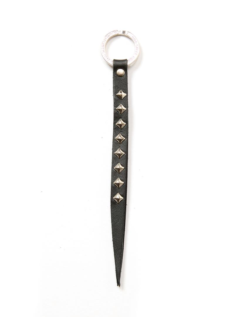 calee レザーキーホルダー　ロング CALEE - STUDS & KNITTING LEATHER LONG KEY RING ＜TYPE B＞ (BLACK