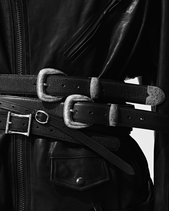 ANTIDOTE BUYERS CLUB 「Leather Western 3 Piece Buckle Belt
