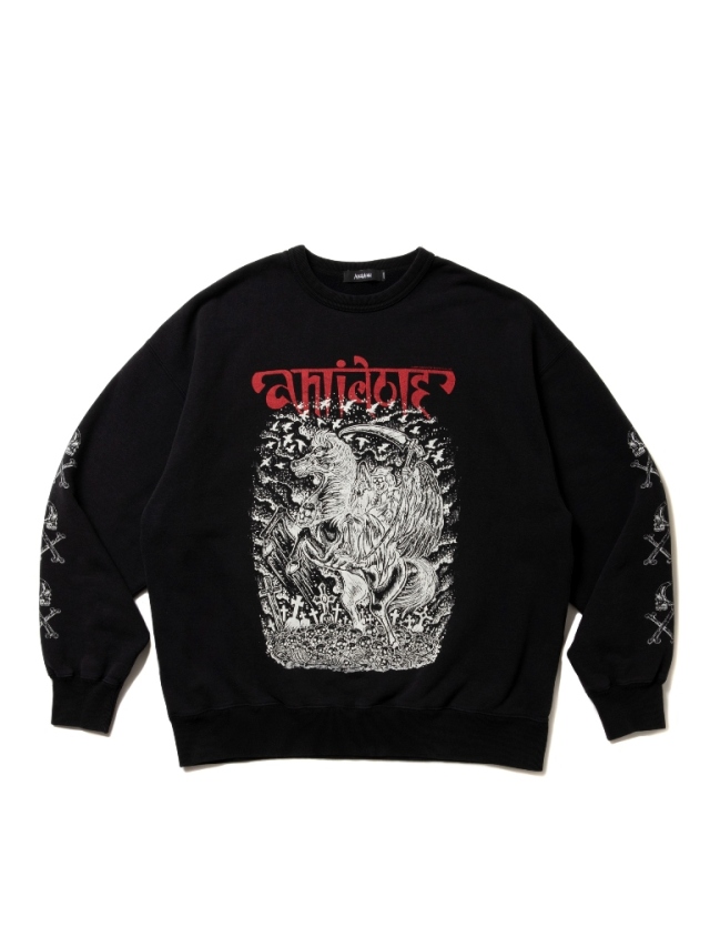 ANTIDOTE BUYERS CLUB 「Fade Wash Crewneck Sweatshirt(Grim Reaper