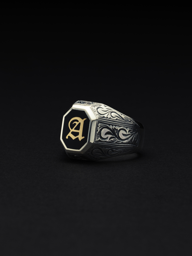ANTIDOTE BUYERS CLUB　　　「Engraved College Ring 」　SILVER950 × K18製 カレッジリング