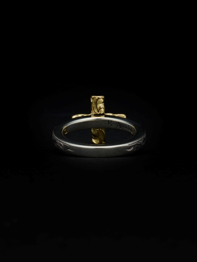 ANTIDOTE BUYERS CLUB 「Engraved Tiny Cross Ring」 SILVER950×K18製