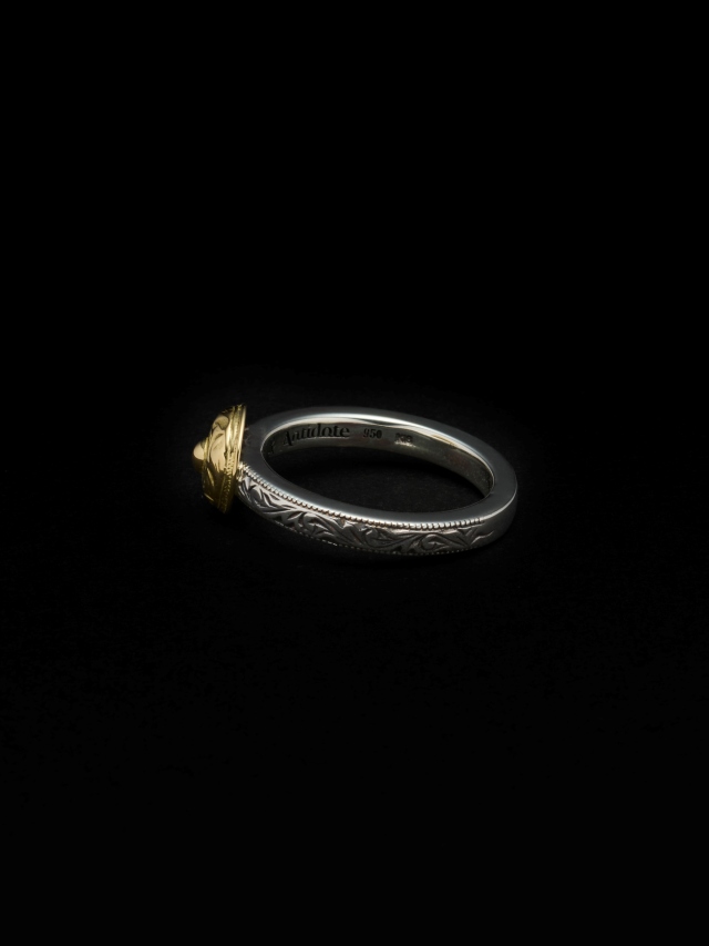 ANTIDOTE BUYERS CLUB 「Engraved Tiny Rivet Ring」 SILVER950×K18製