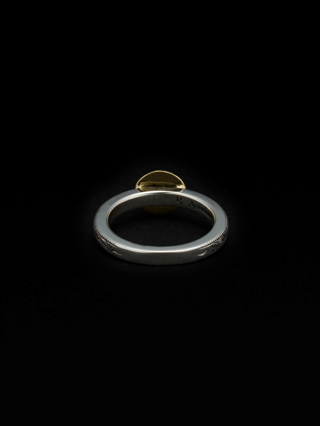 ANTIDOTE BUYERS CLUB 「Engraved Tiny Rivet Ring」 SILVER950×K18製