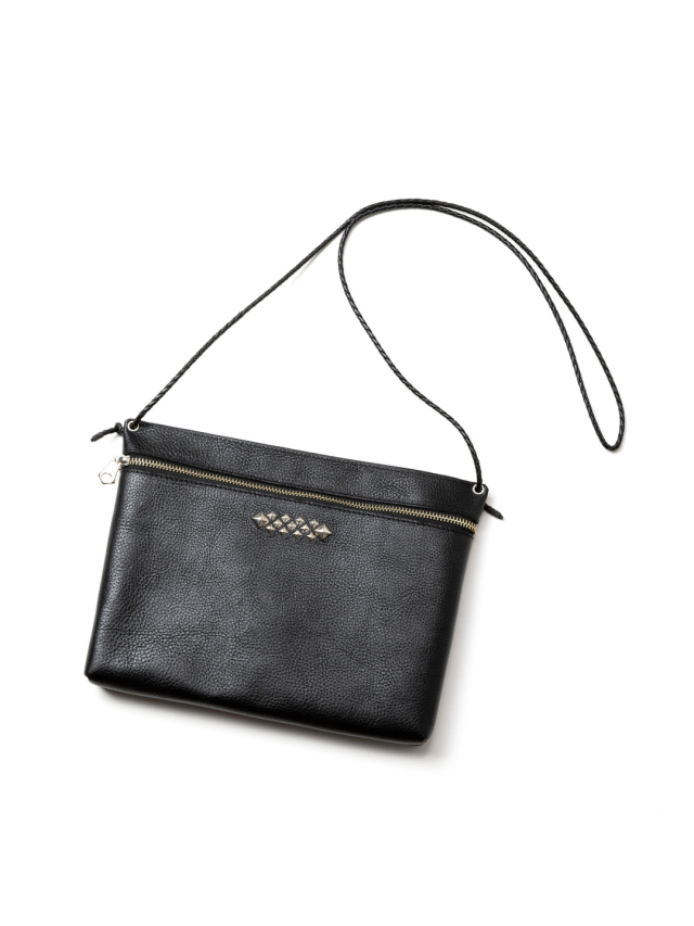 CALEE   「STUDS LEATHER ZIP SACOCHE」　レザーサコッシュ