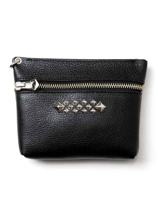 CALEE   「STUDS LEATHER ZIP POUCH」　レザーポーチ