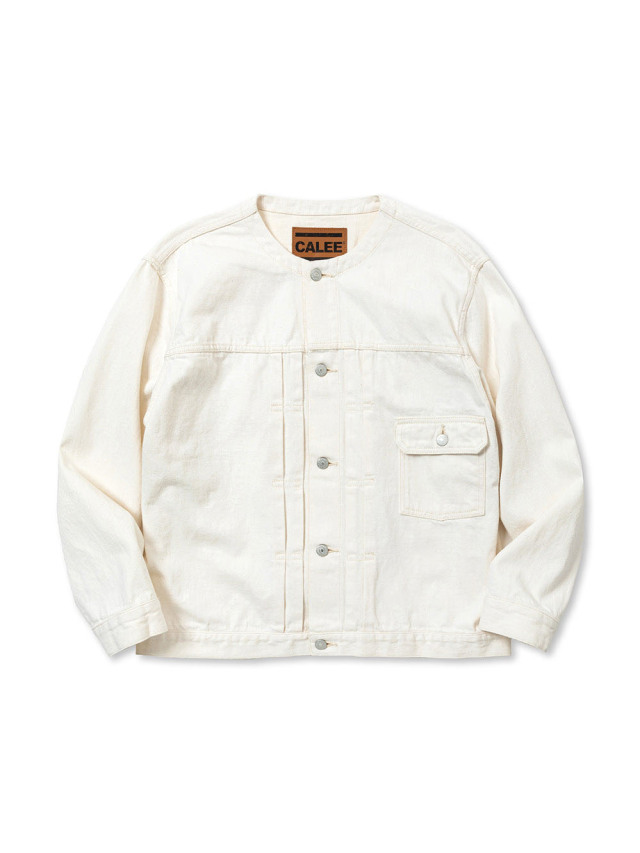 CALEE 「1ST TYPE NO COLLAR WHITE DENIM JACKET ＜LIMITED＞ 」 1st 