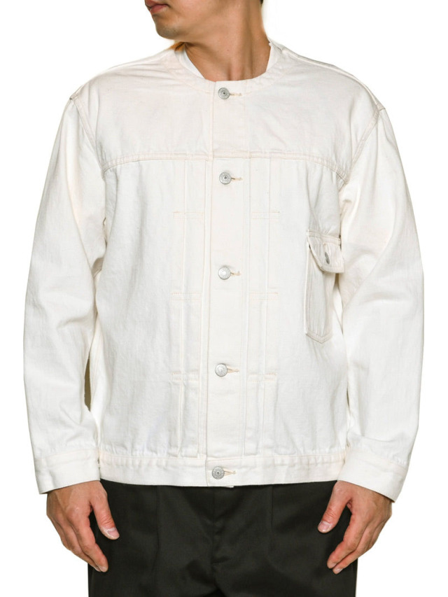 CALEE 「1ST TYPE NO COLLAR WHITE DENIM JACKET ＜LIMITED＞ 」 1st 