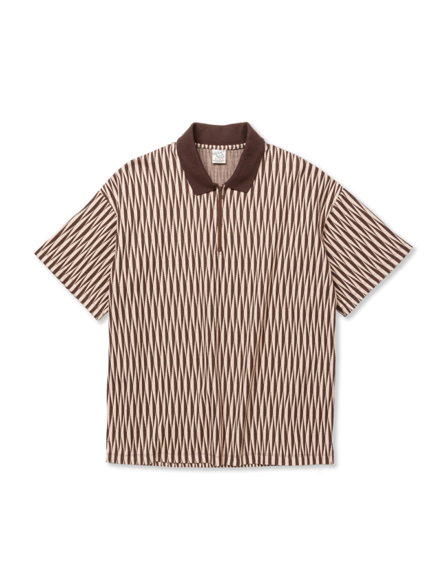 CALEE 「DIAMOND JACQUARD DROP SHOULDER ZIP POLO」 ダブル