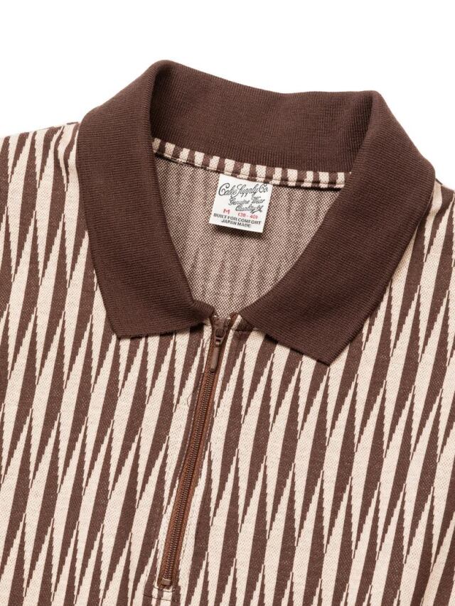 CALEE 「DIAMOND JACQUARD DROP SHOULDER ZIP POLO」 ダブル
