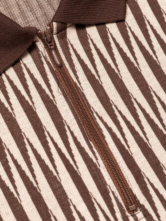 CALEE 「DIAMOND JACQUARD DROP SHOULDER ZIP POLO」 ダブル