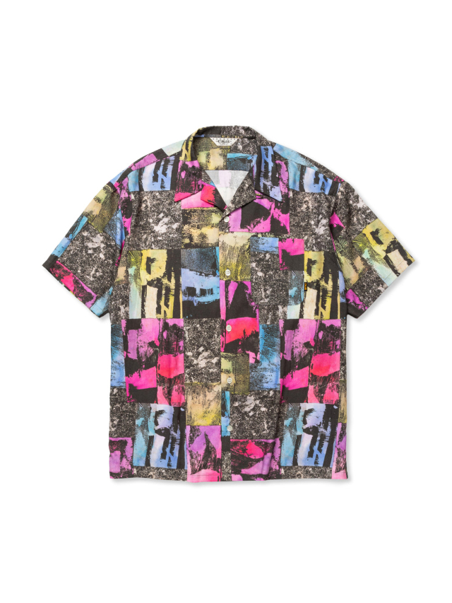 CALEE　キャリー　オープンカラーシャツ　総柄　ロデオ　イエロー CALEE キャリー 23AW Original Native Pattern L/S SHIRT