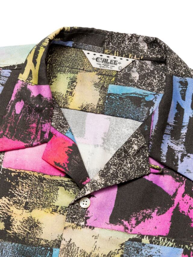 CALEE　キャリー　オープンカラーシャツ　総柄　ロデオ　イエロー CALEE キャリー 23AW Original Native Pattern L/S SHIRT