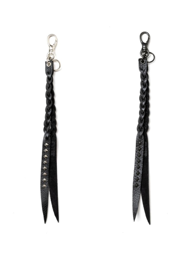 CALEE 「STUDS & KNITTING LEATHER LONG KEY RING ＜TYPE A＞」 レザー 