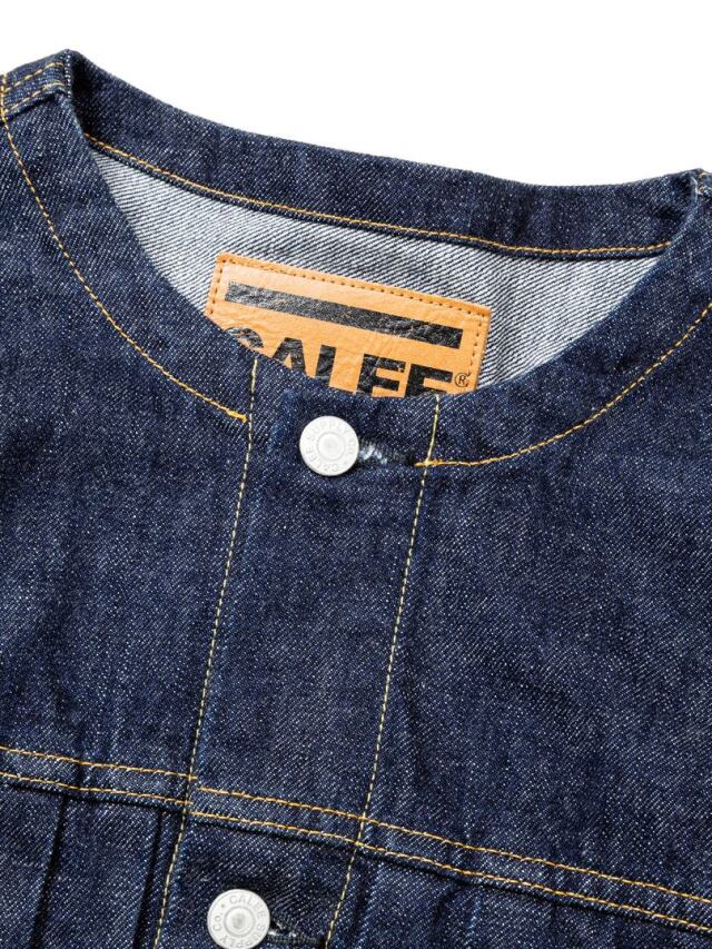 CALEE - 1st type no collar denim jacket -one wash- (Ow
