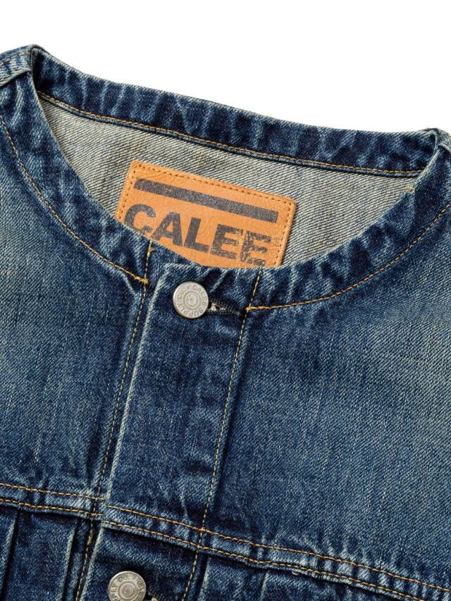 CALEE 「1ST TYPE NO COLLAR DENIM JACKET ＜USED＞」 USED加工