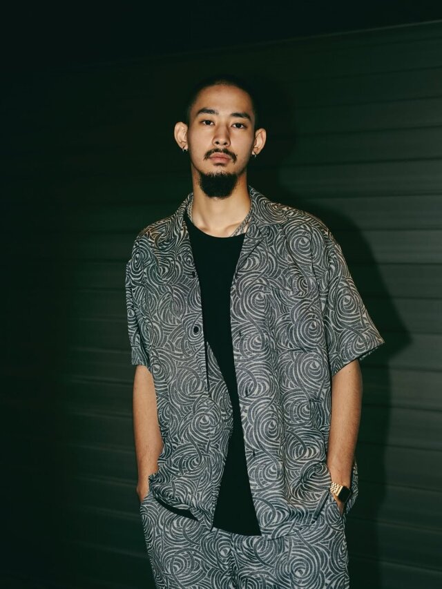 CALEE 「SPIRAL JACQUARD CHAMBRAY S/S SH 」 オープンカラーシャツ