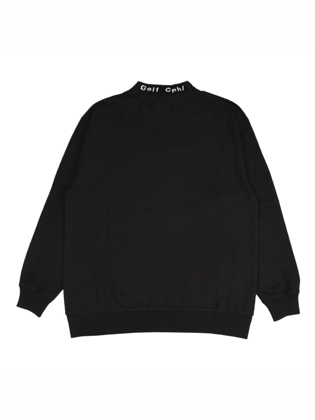 Captains Helm Golf モックネックシャツMサイズ　ブラック CAPTAINS HELM GOLF 「JACQUARD MOCK NECK LS TEE」 モックネック