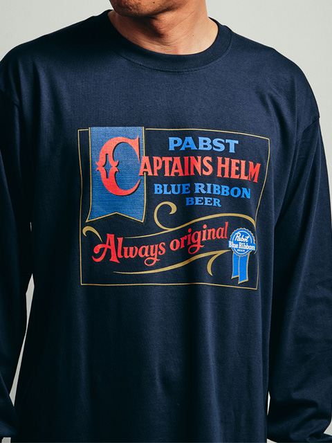 Pabst Blue Ribbon × CAPTAINS HELM 「#OLD SIGNBOARD LS TEE」 ロング