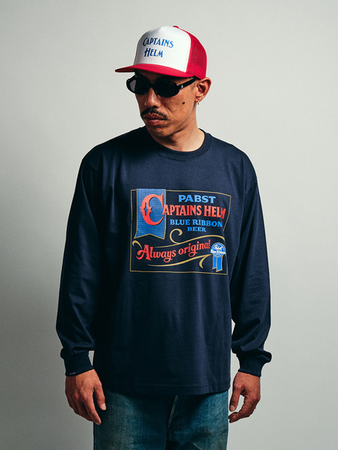 Pabst Blue Ribbon × CAPTAINS HELM 「#OLD SIGNBOARD LS TEE」 ロング