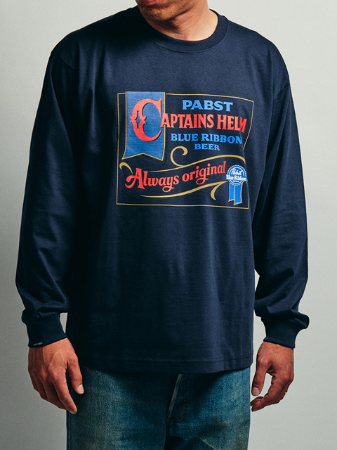 Pabst Blue Ribbon × CAPTAINS HELM 「#OLD SIGNBOARD LS TEE」 ロング