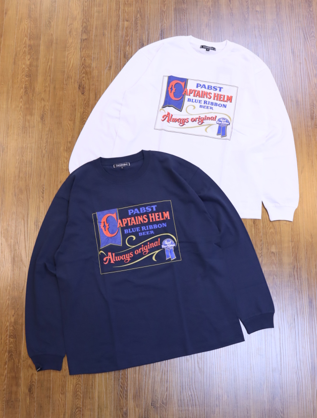 Pabst Blue Ribbon × CAPTAINS HELM　　「#OLD SIGNBOARD LS TEE」  　ロングスリーブプリントティーシャツ