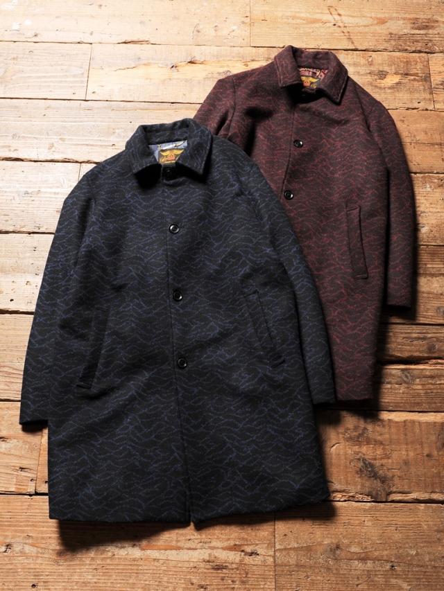 Calee Double Jaquard Wave Pattern Long Coat ウールコート Mash Up マッシュアップ