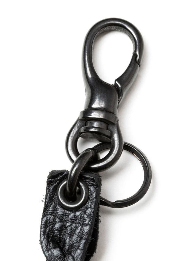 CALEE 「STUDS & KNITTING LEATHER LONG KEY RING ＜TYPE A＞」 レザー 