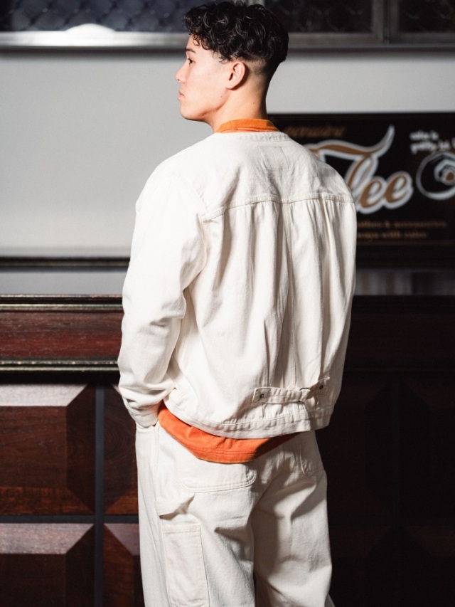 CALEE 「1ST TYPE NO COLLAR WHITE DENIM JACKET ＜LIMITED＞ 」 1st 