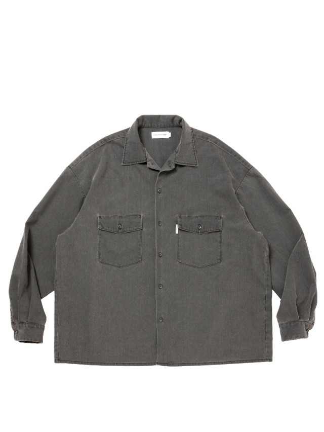 clore+ レディワークシャツ COOTIE 「Pigment Coating T/R Twill L/S Work Shirt」 オープンカラー