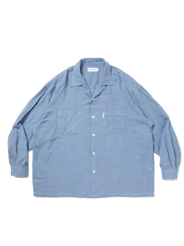 COOTIE 「Double Gauze Check Open Collar L/S Shirts」 オープン
