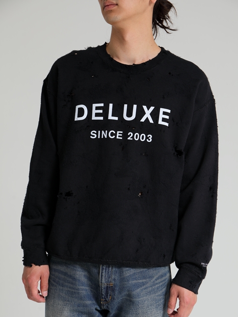 レア☆ DELUXE デラックス Sabotage ダメージ スウェット　XL DELUXE 「SABOTAGE」 ダメージ加工 クルーネックスウェット