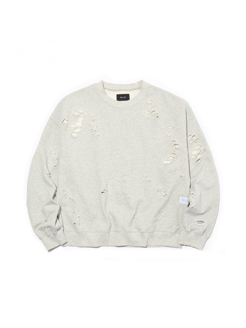 DELUXE 「Sabotage」 ダメージ加工 クルーネックスウェット