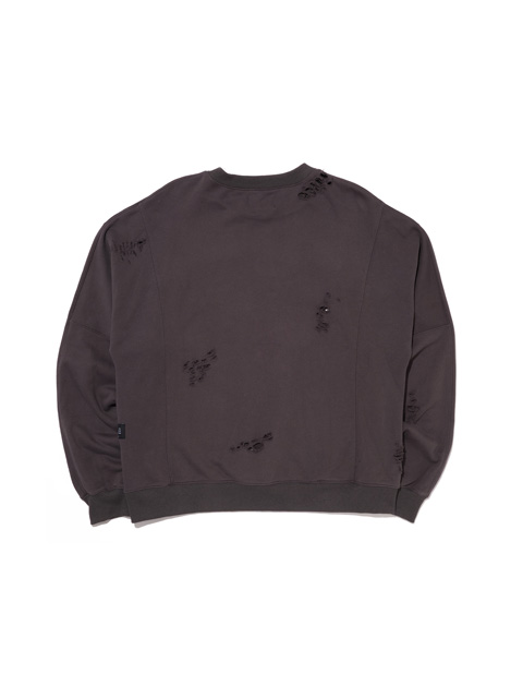 DELUXE 「Sabotage」 ダメージ加工 クルーネックスウェット