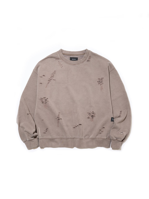 DELUXE 「Sabotage」 ダメージ加工 クルーネックスウェット