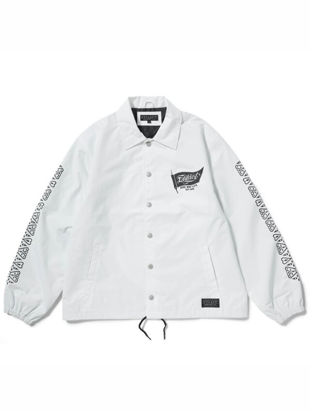 EVILACT コーチジャケット ホワイト Sサイズ EVILACT 「BANDANA COACH JKT」 2レイヤー コーチジャケット