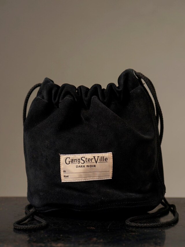 GANGSTERVILLE 　　 「DARK NOIR - LEATHER EFFECT BAG "SUEDE"」　　スウェード巾着バッグ