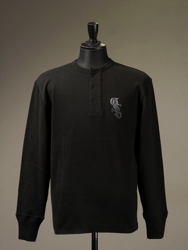 GANGSTERVILLE / 長袖シャツ/M/--/BLK/GSV-18-SS-14 GANGSTERVILLE 「CIRCLE SIG - L/S T-SHIRTS」 ワッフル ヘンリー